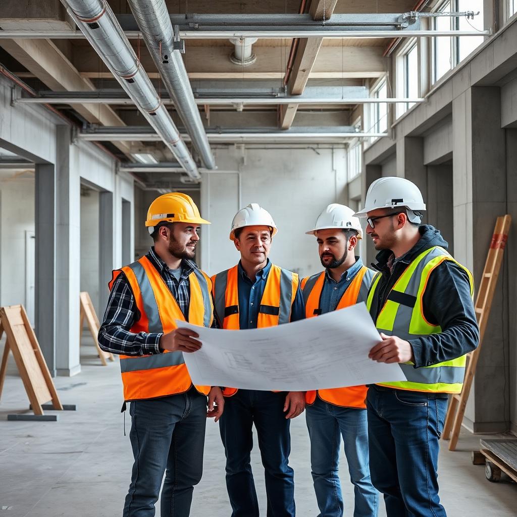 Equipe Inovação & Futuro analisando projeto em obra